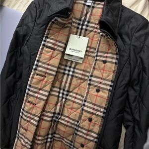 Burberry Black Quilted Jacket with Classic Check Lining